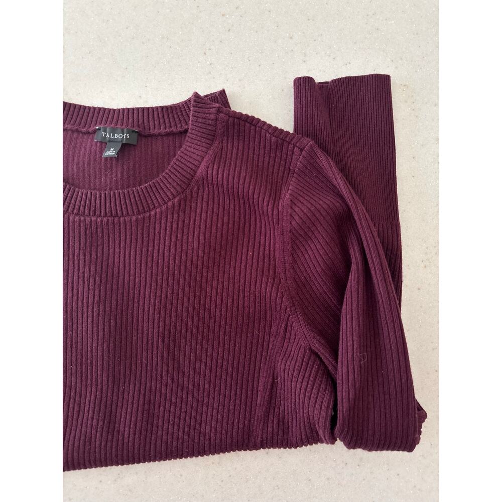 Talbots Ribbed Sweater
Burgundy Crew Neck Cotton Modal Long Sleeve Knit Top - Picture 11 of 14